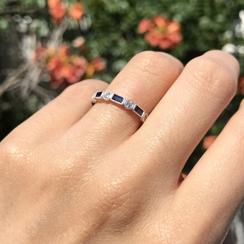 Blue Square Topaz Ring | Minimalist Gemstone Ring