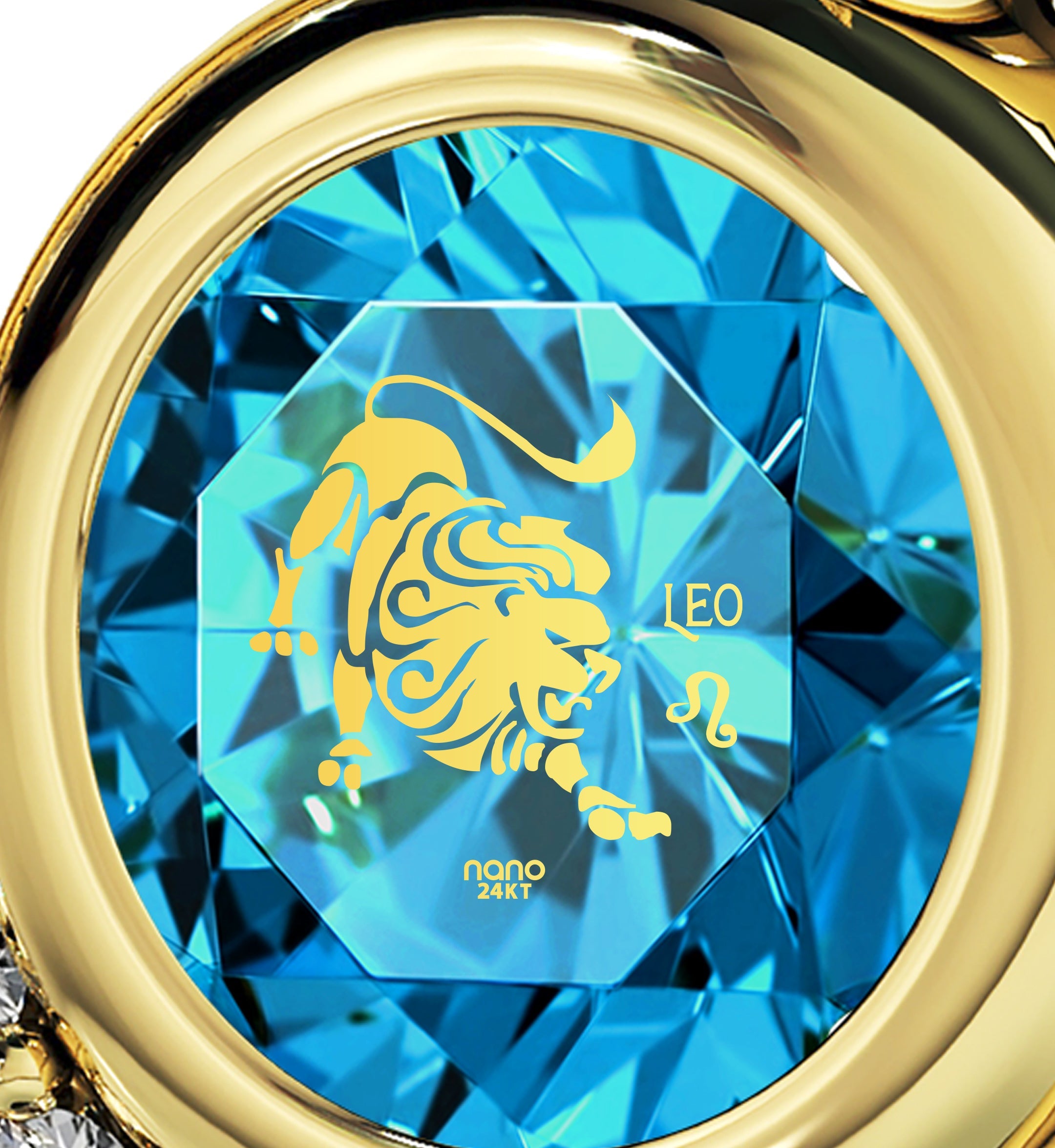 Leo Zodiac Heart Pendant Necklace | Gold Plated Silver | 24K Inscribed Crystal