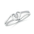 Natural Diamond Heart Ring | Sterling Silver April Birthstone