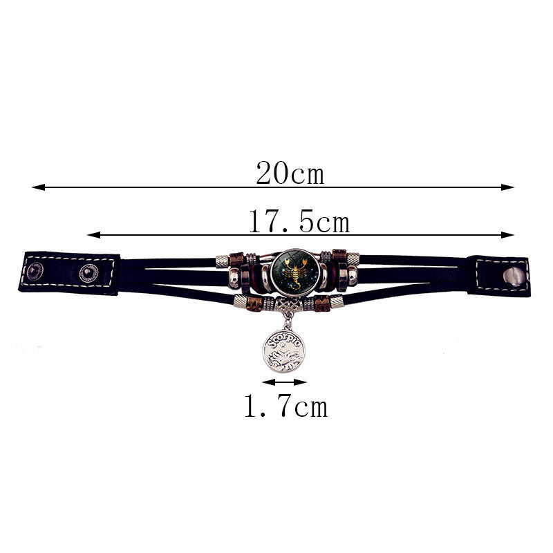 Vintage Woven Luminous Zodiac Leather Bracelet | All 12 Signs