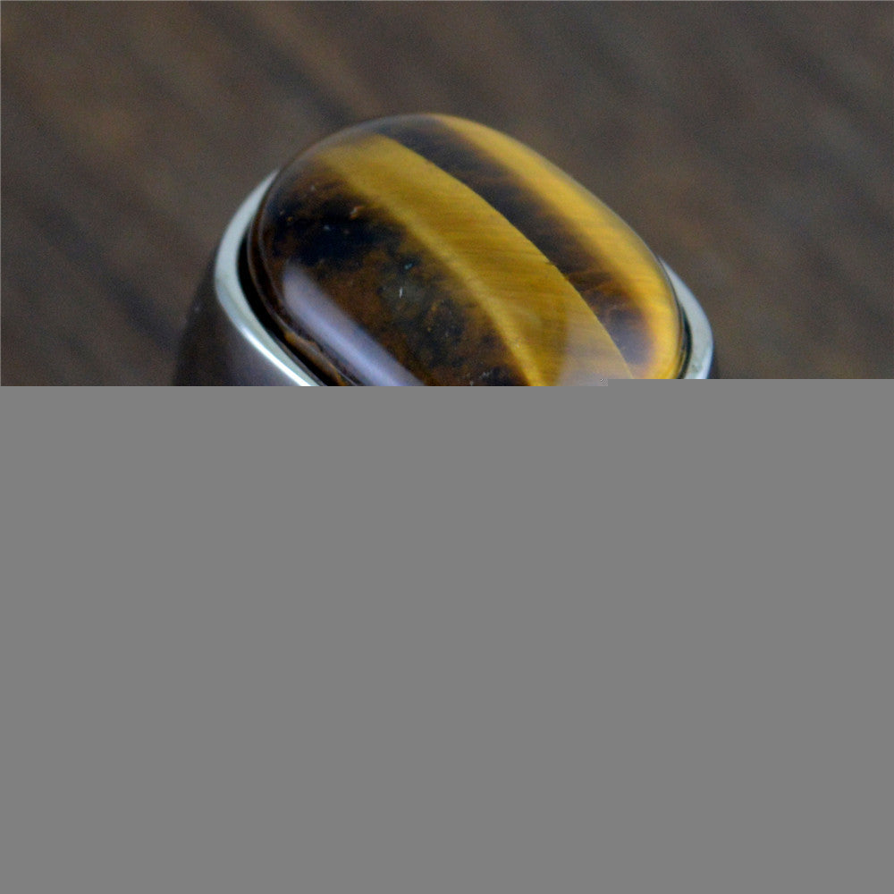 Tiger Eye Stone Ring | Titanium Steel Minimalist Ring