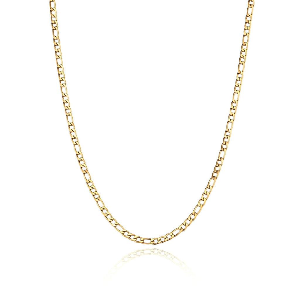 INBLUE Stainless Steel Figaro Chain Necklace for Men Silver/Gold Chain Necklaces Jewelry Gift for Women Chain Lengths 16-36 inches (Gold 3mm-26)