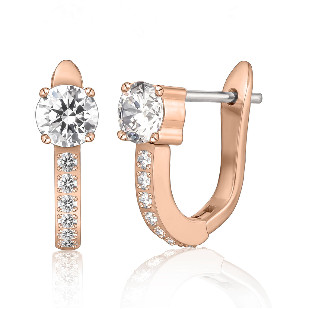 Titanium Huggie CZ Cuff Earrings | Hypoallergenic Rose Gold Hoops