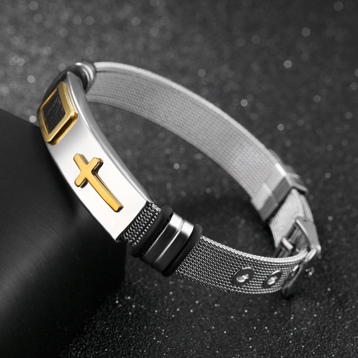 Titanium Steel Cross Bracelet for Men | Religious Men's Jewelry