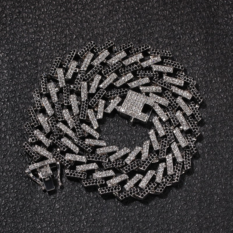 15mm Cuban Link Chain with Diamond Design for Hip-Hop