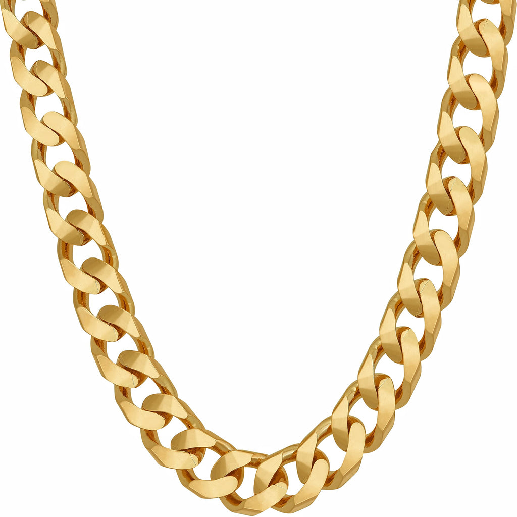 LIFETIME JEWELRY 8mm Cuban Curb Link Chain Necklaces for Women & Men 24k Gold Plated (26 inches)
