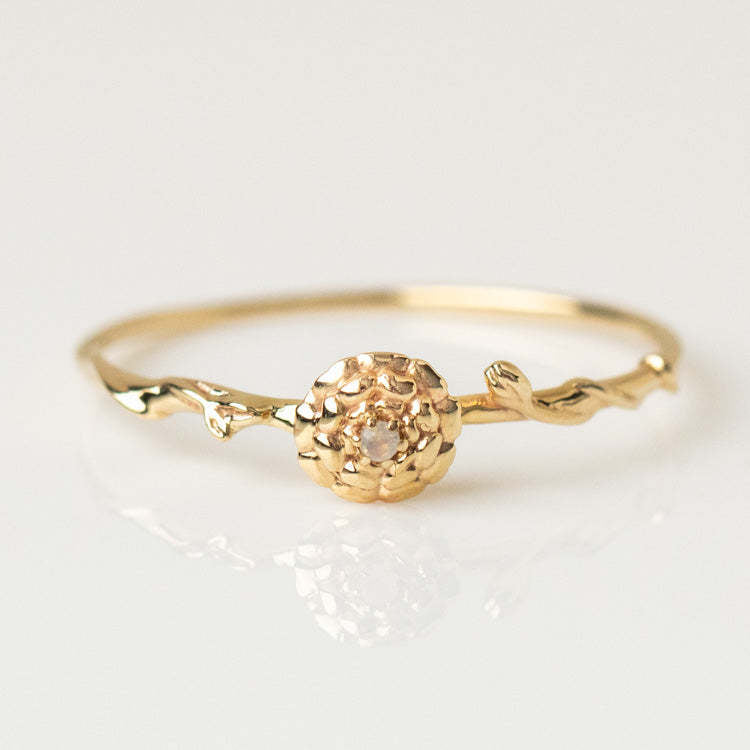 12-Month Flower Birthstone Ring with Zircon Inlay