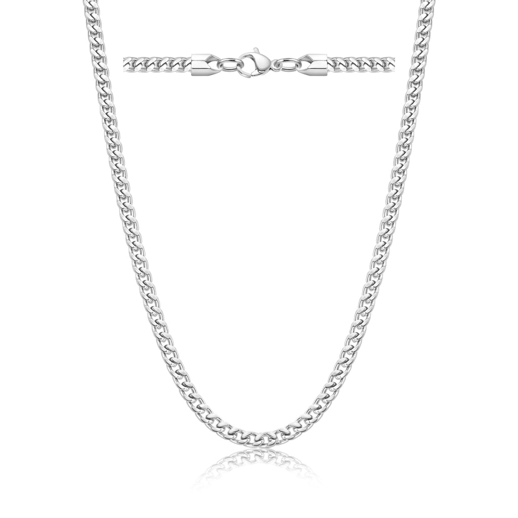 Monily Stainless Steel Franco Chain Necklace Cuban Curb Men Necklace Italian Heavy Cut Biker Hip Hop Chunky Punk Chevron Necklace 3mm 12 Inches