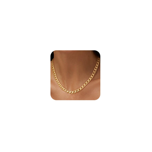 Carffordo 14K Gold Plated Cuban Link Chain Necklace for Women - Fashion Necklace Chunky Cuban Choker Dainty Hypoallergenic Necklaces Trendy Jewelry Gifts Dainty