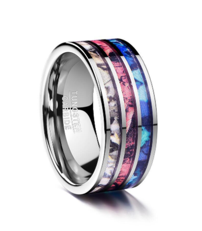 Colorful Tungsten Carbide Ring | 10MM Men's Fashion Ring