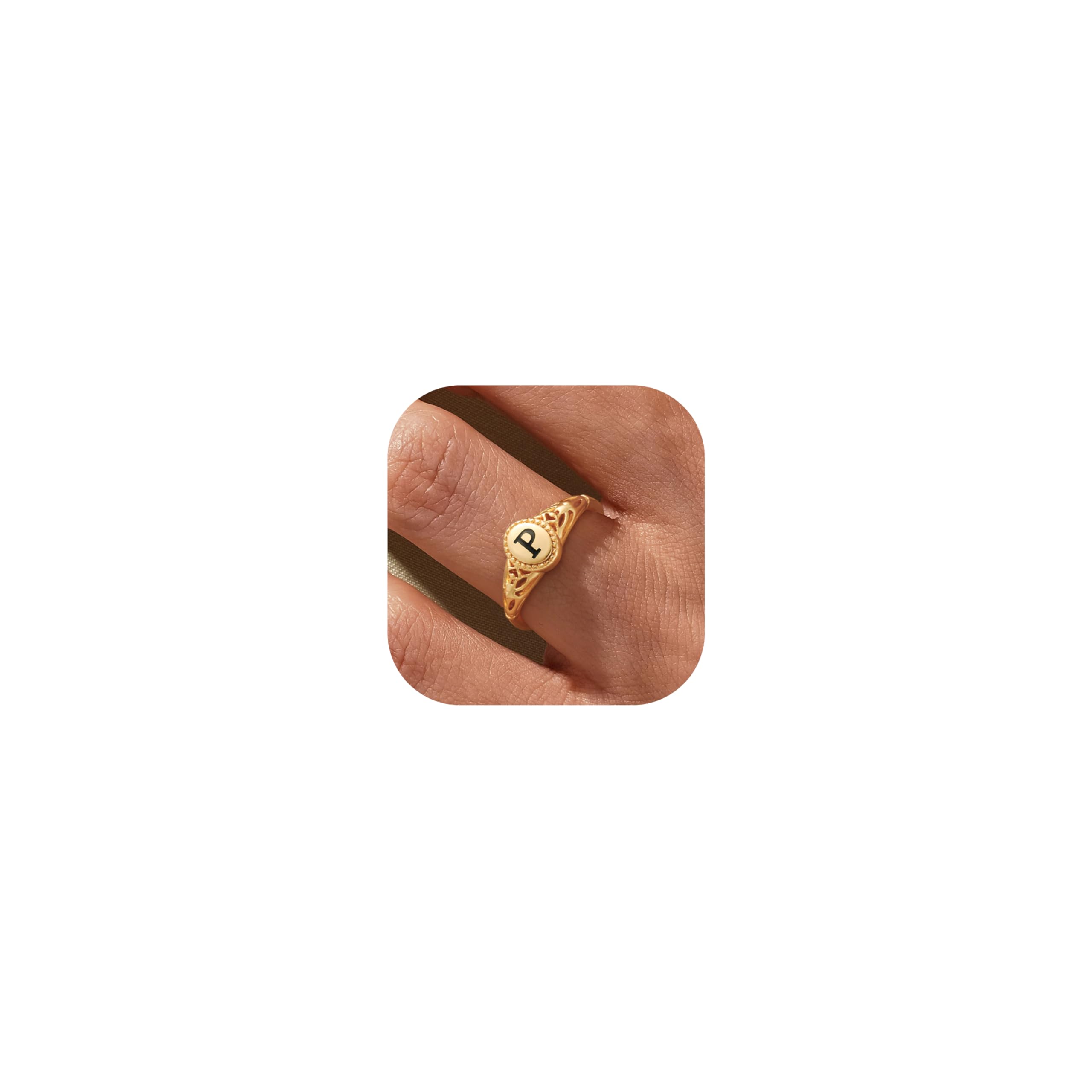 Gold Initial Signet Ring | 14K Gold Personalized Ring