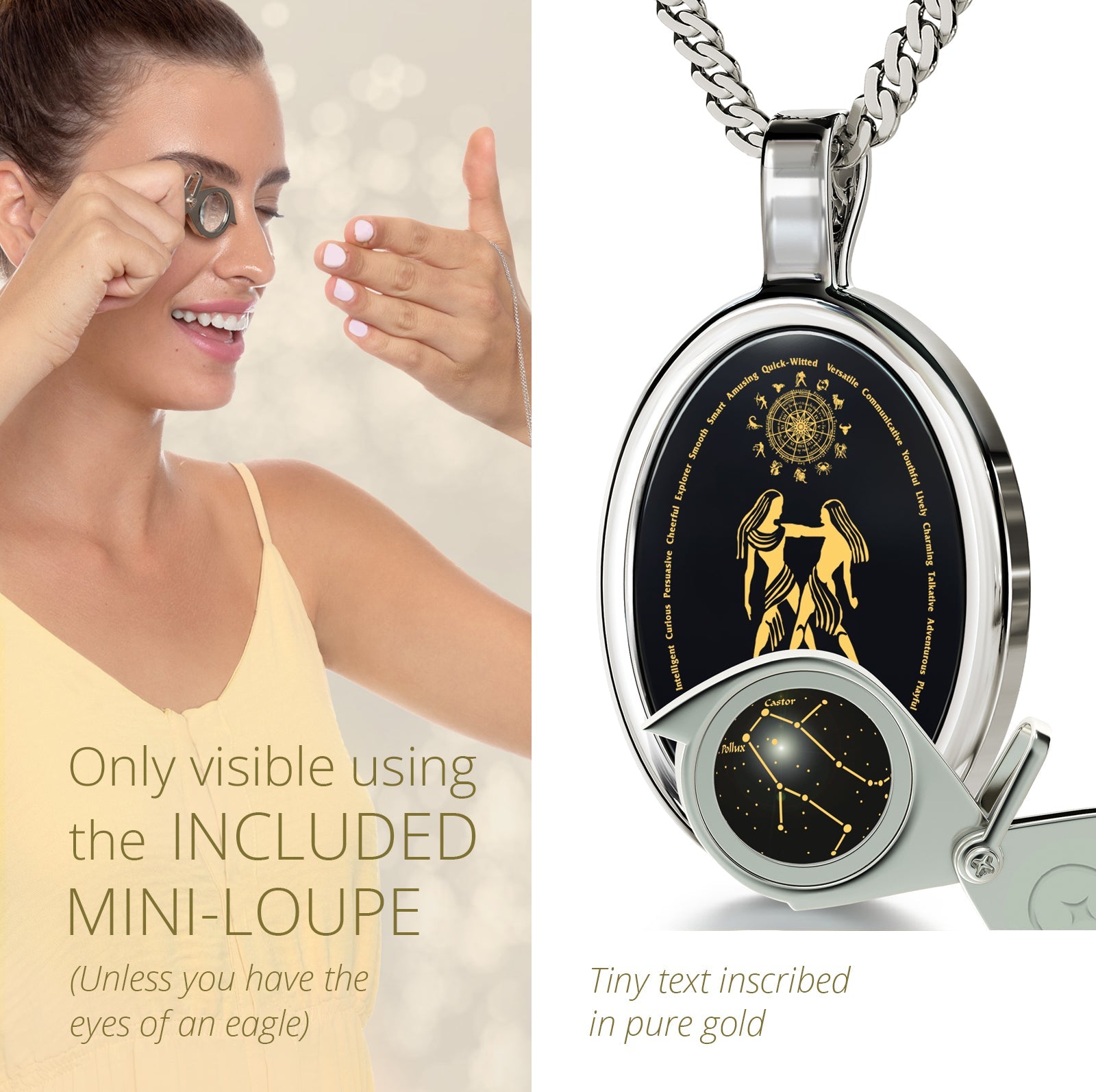 Gemini Zodiac Necklace | Dainty Astrology Pendant for Women