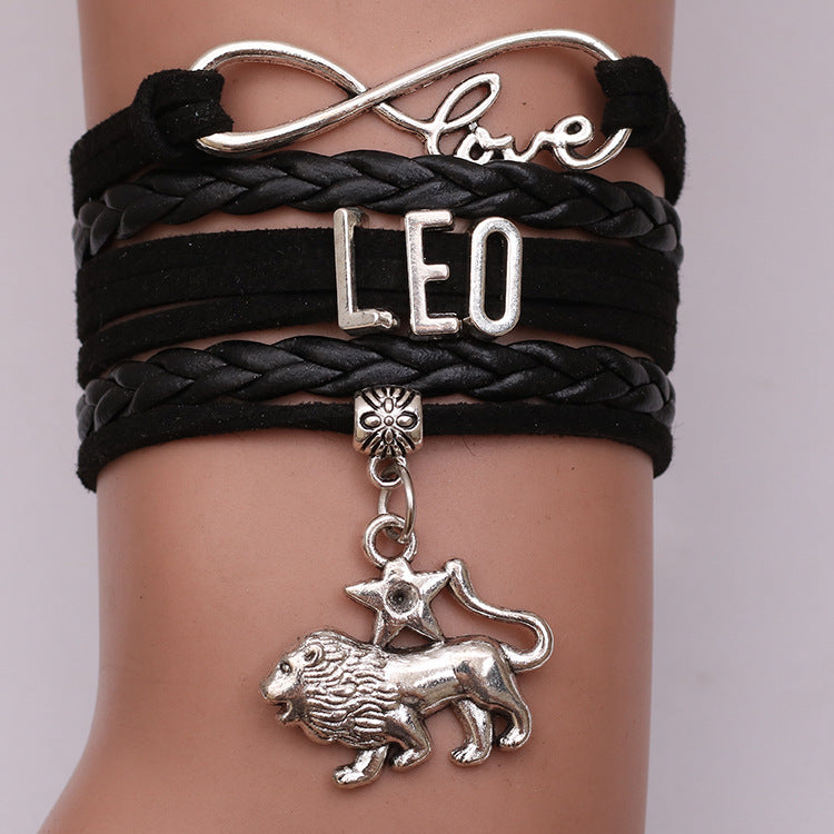 12 Zodiac Woven Leather Bracelet Set | Astrology Collection
