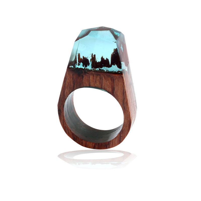 Pointed Wooden Resin Ring | Ethnic Style