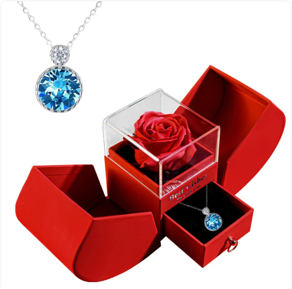 Necklace Jewelry Gift Box Set with Soap Flowers