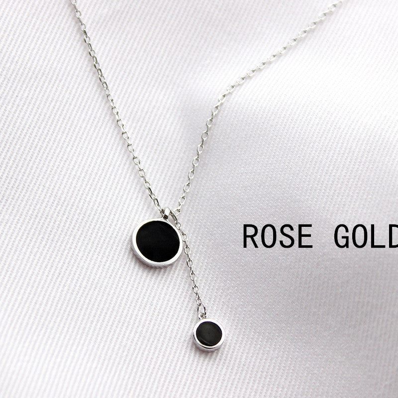 925 Silver Black Circle Pendant Necklace for Women