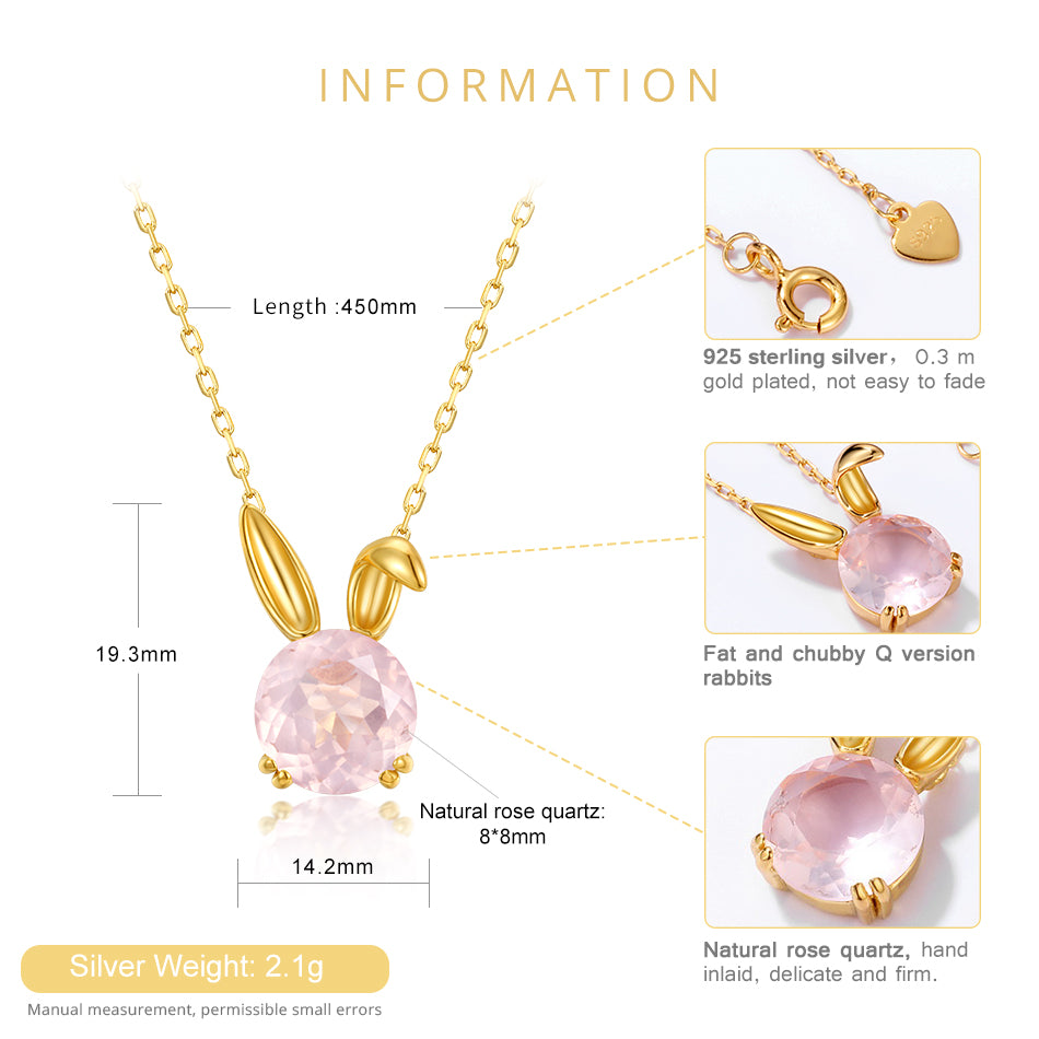 Japanese Rabbit Zodiac Necklace | Pink Crystal Pendant | Cute Astrology Jewelry