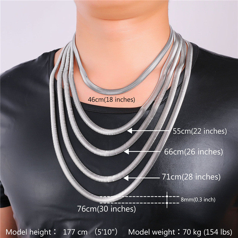 Titanium Steel Snake Bone Chain Necklace in Alloy