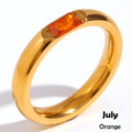 18K Gold Plated Stainless Steel Birthstone Ring for Women
