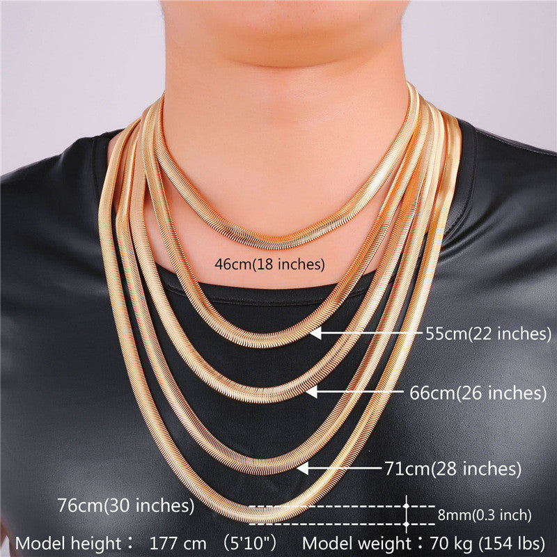 Titanium Steel Snake Bone Chain Necklace in Alloy