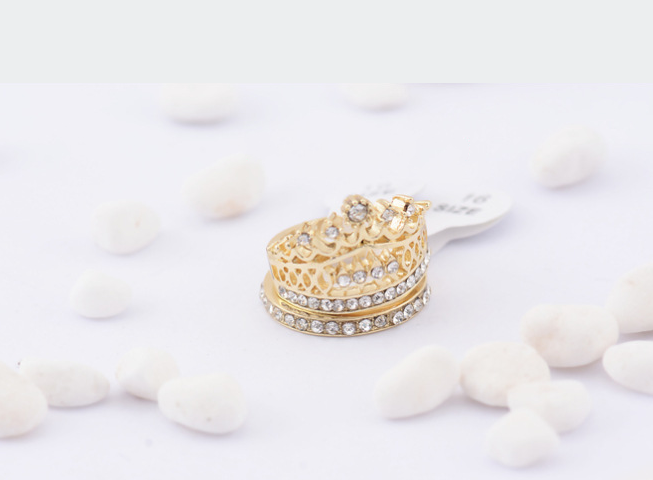 Zircon Crown Ring Set | Two-Piece Stacking Rings