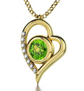 Leo Zodiac Heart Pendant Necklace | Gold Plated Silver | 24K Inscribed Crystal