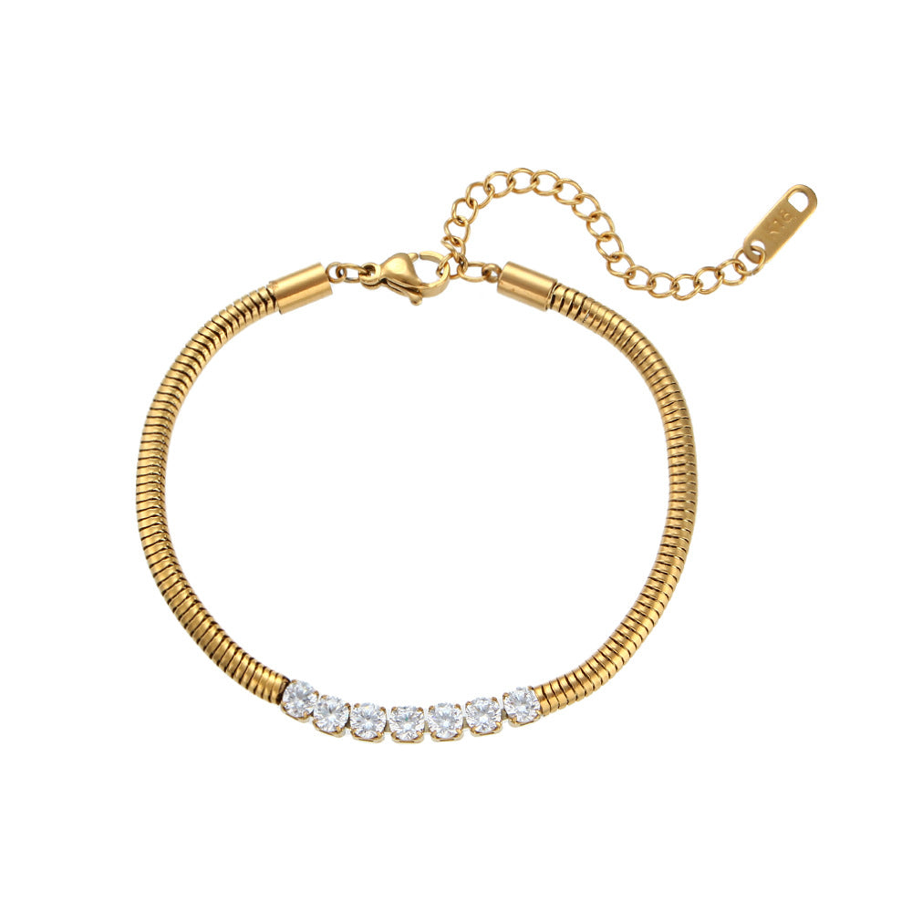 Thick Snake Chain Bracelet with Stainless Steel Beads