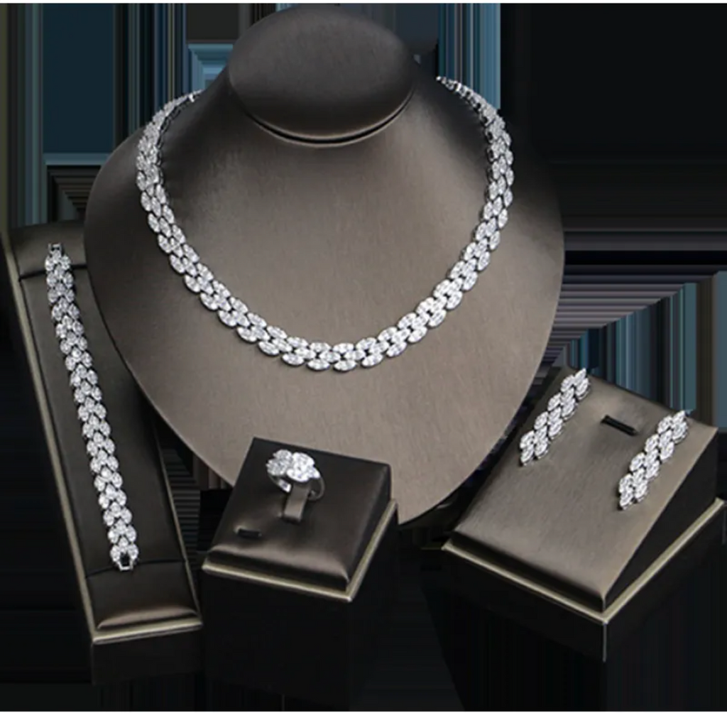 Floral Copper Wedding Jewelry Set | Necklace, Ring, Earrings & Bracelet