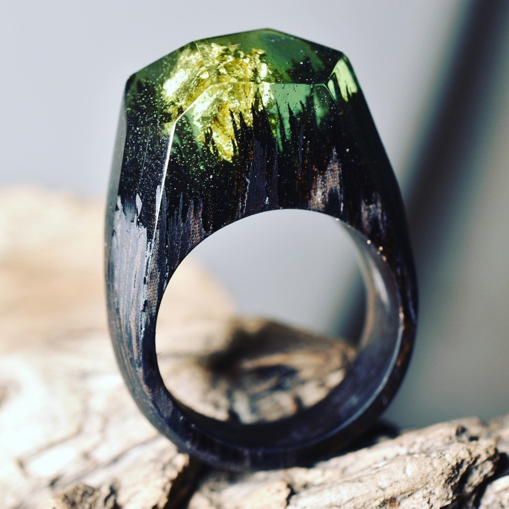 Time Ring | Resin & Wood Minimalist Ring