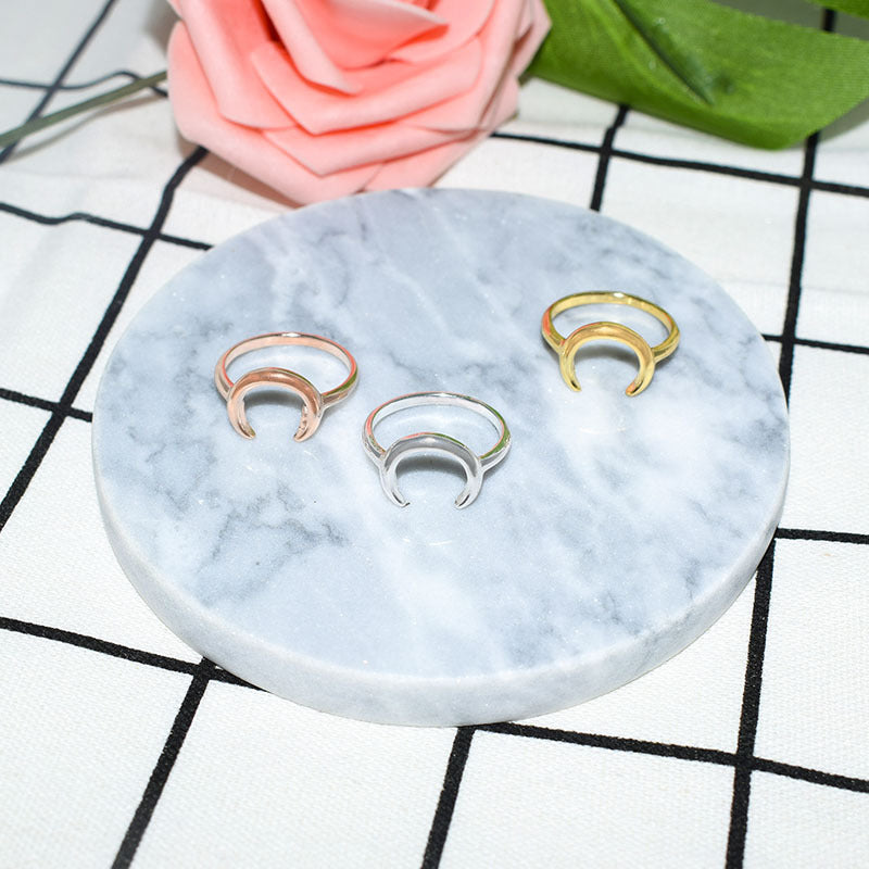 Minimalist Moon Open Ring | Celestial Design