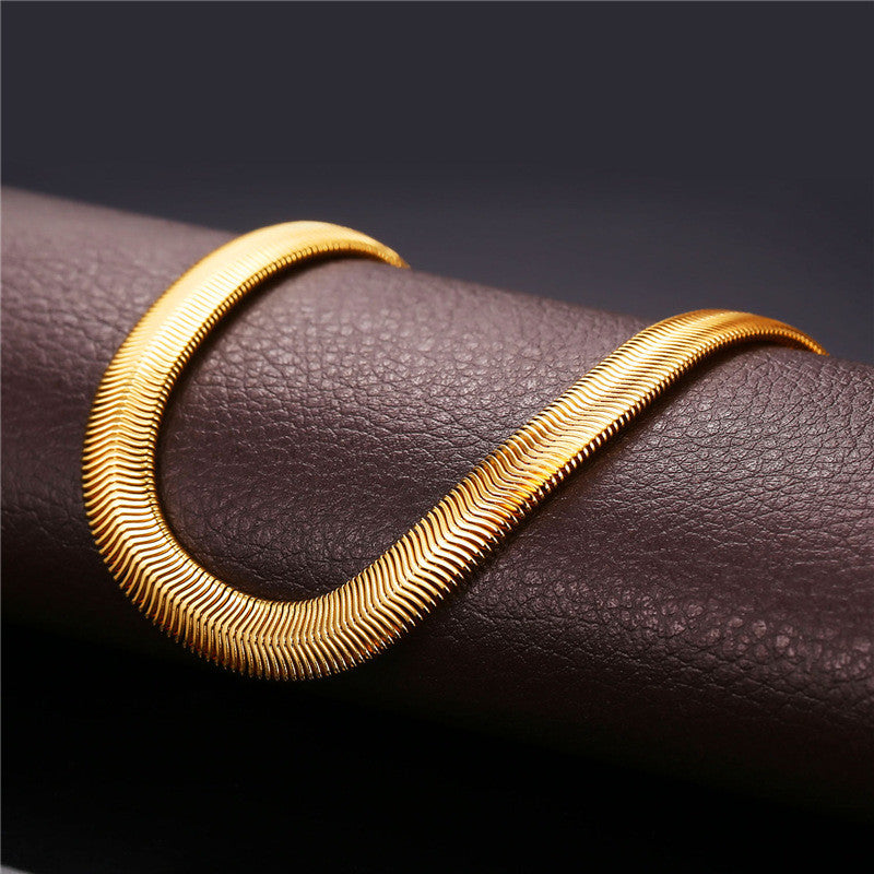 Titanium Steel Snake Bone Chain Necklace in Alloy