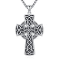 AUDINCEED Celtic Cross Necklace Celtic Cross Pendant 925 Sterling Silver Celtic Cross Necklace Irish Knot Crucifix Jewelry for Mens Women Holiday Christmas Gift