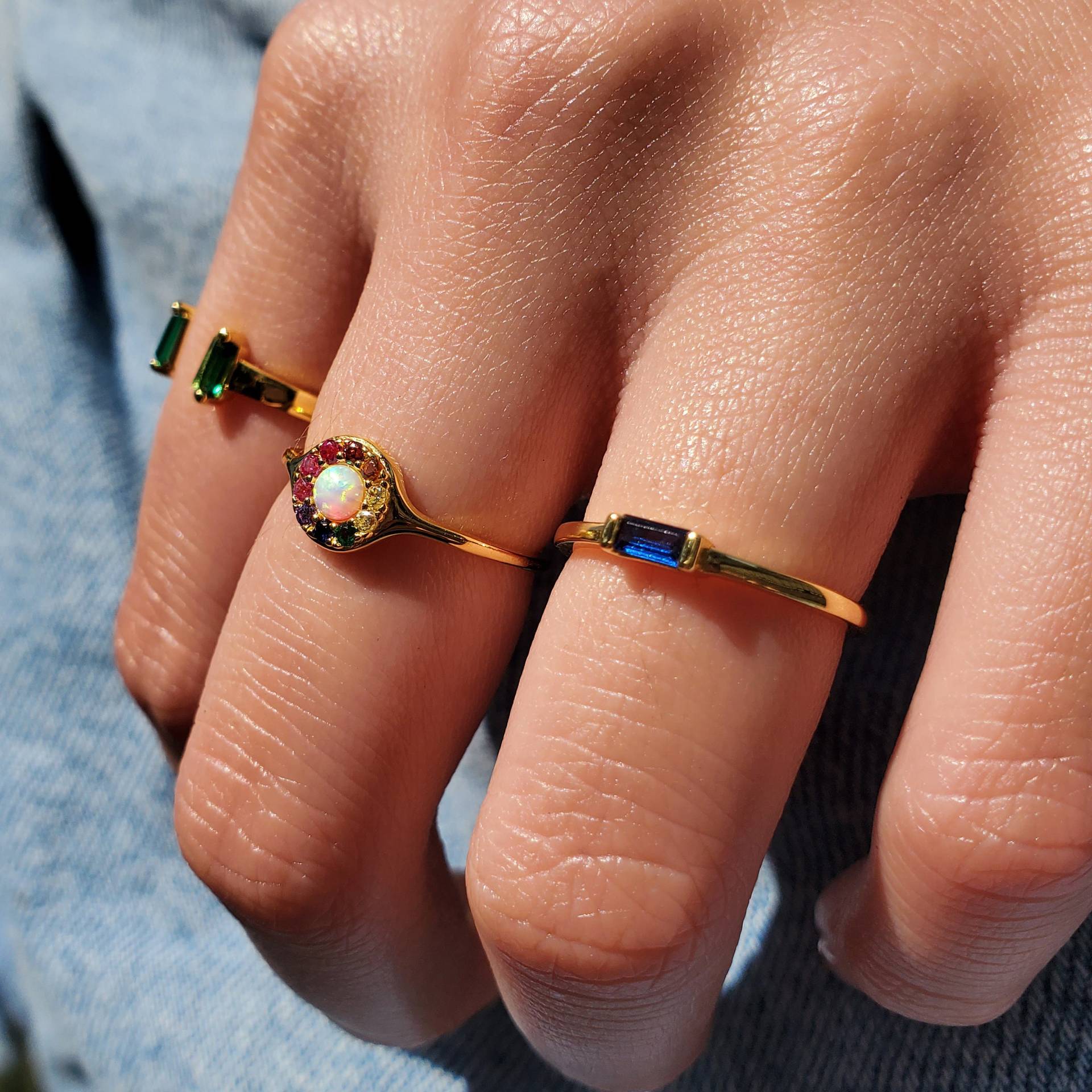 18K Gold Plated Birthstone Titanium Steel Ring