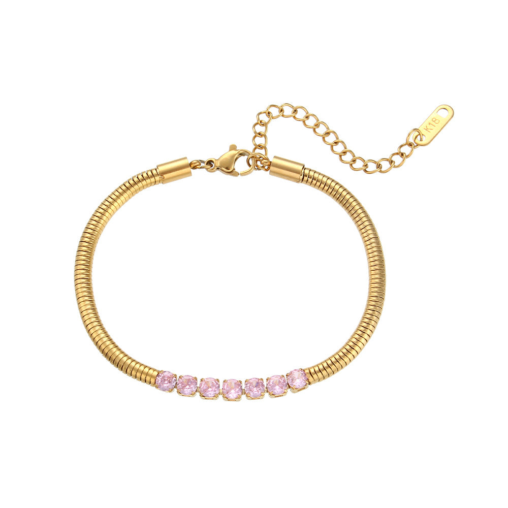 Thick Snake Chain Bracelet with Stainless Steel Beads