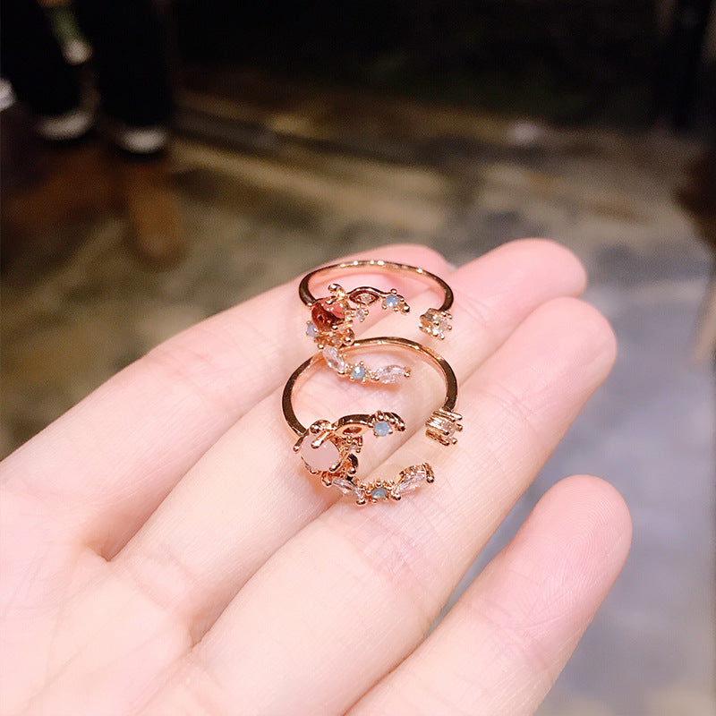 Floral Moon Ring | Adjustable Open Ring