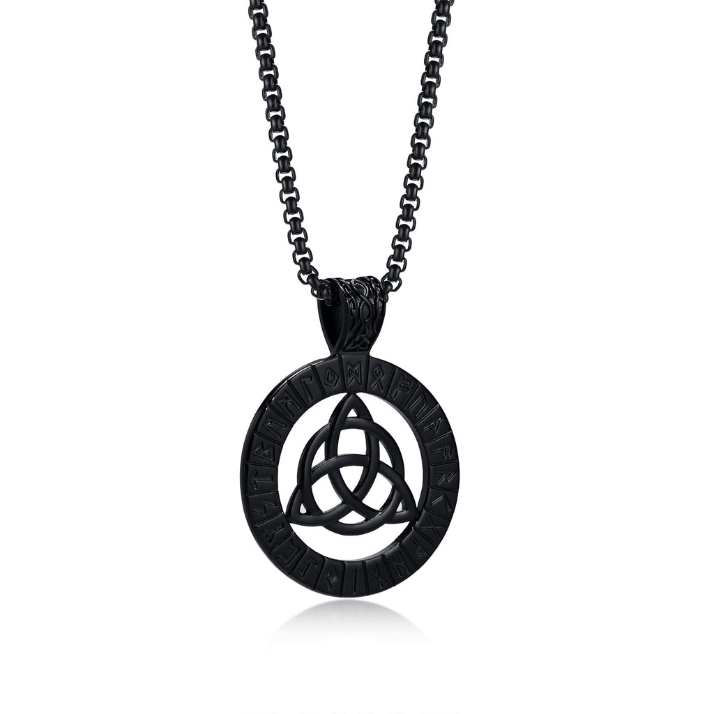 VNOX Norse Viking Necklace for Men - Celtic Trinity Knot Norse Amulet Pendant Necklace Black