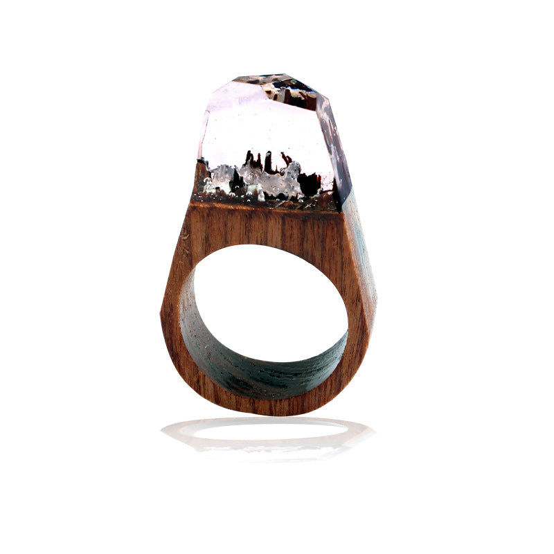 Pointed Wooden Resin Ring | Ethnic Style