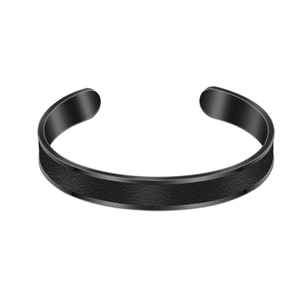 Glossy Black Leather Bracelet for Men | Sleek Men's Wrist Accessory