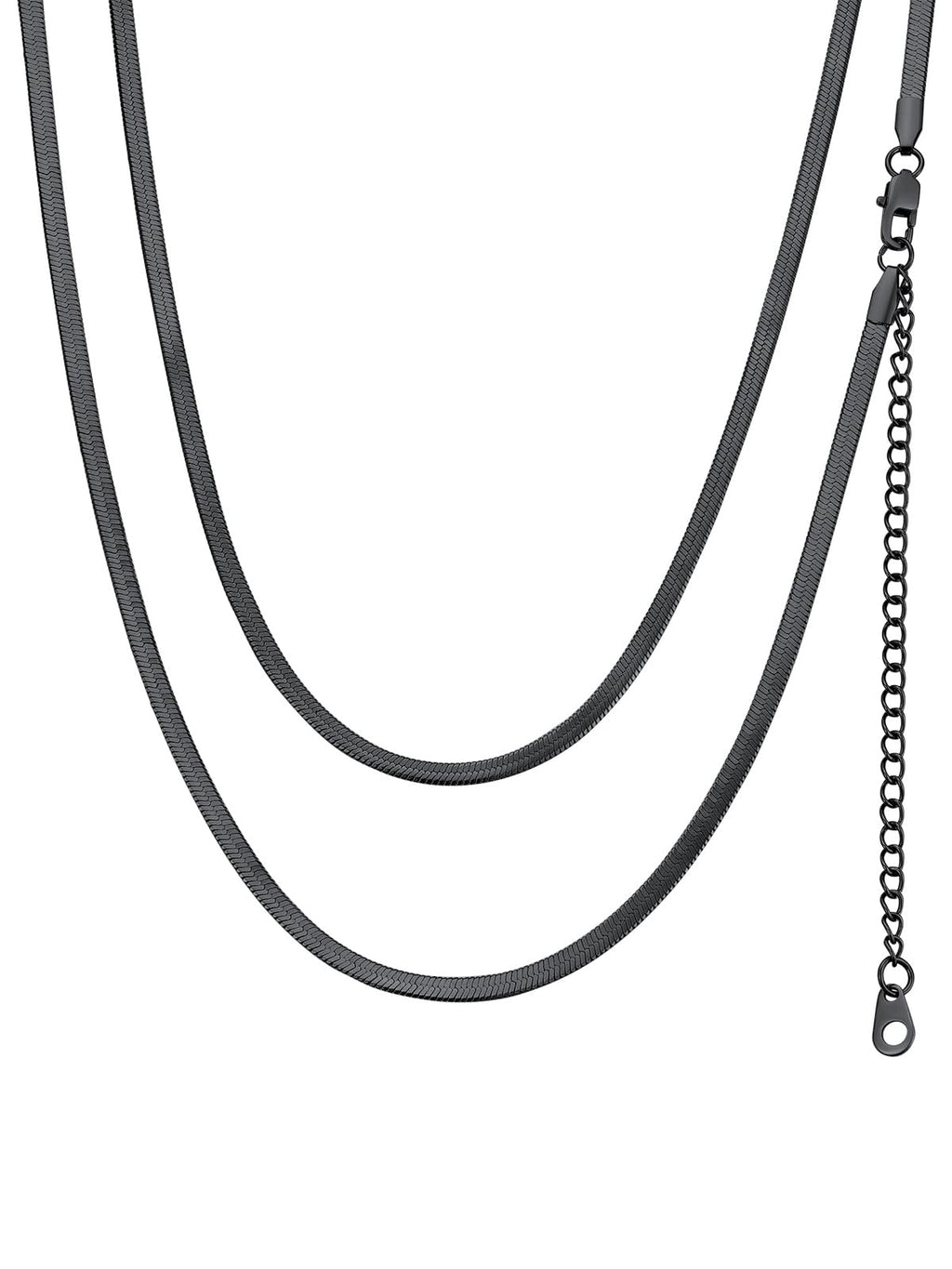 FindChic Stunning Choker Necklace Herringbone Chains for Women Stainless Steel Black Snake Link Chain Necklaces 15inch Adjustable +Jewelry Box