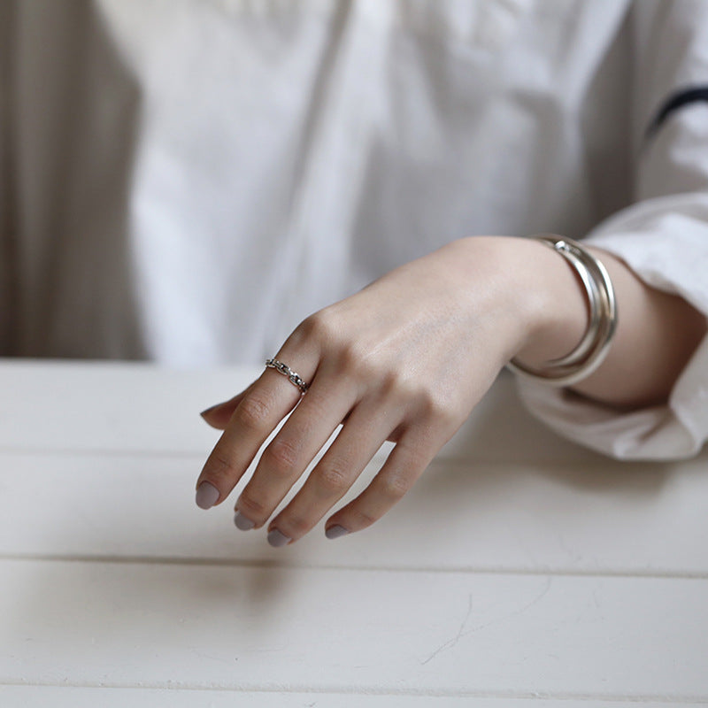 Silver Chain Ring | Minimalist Adjustable Design