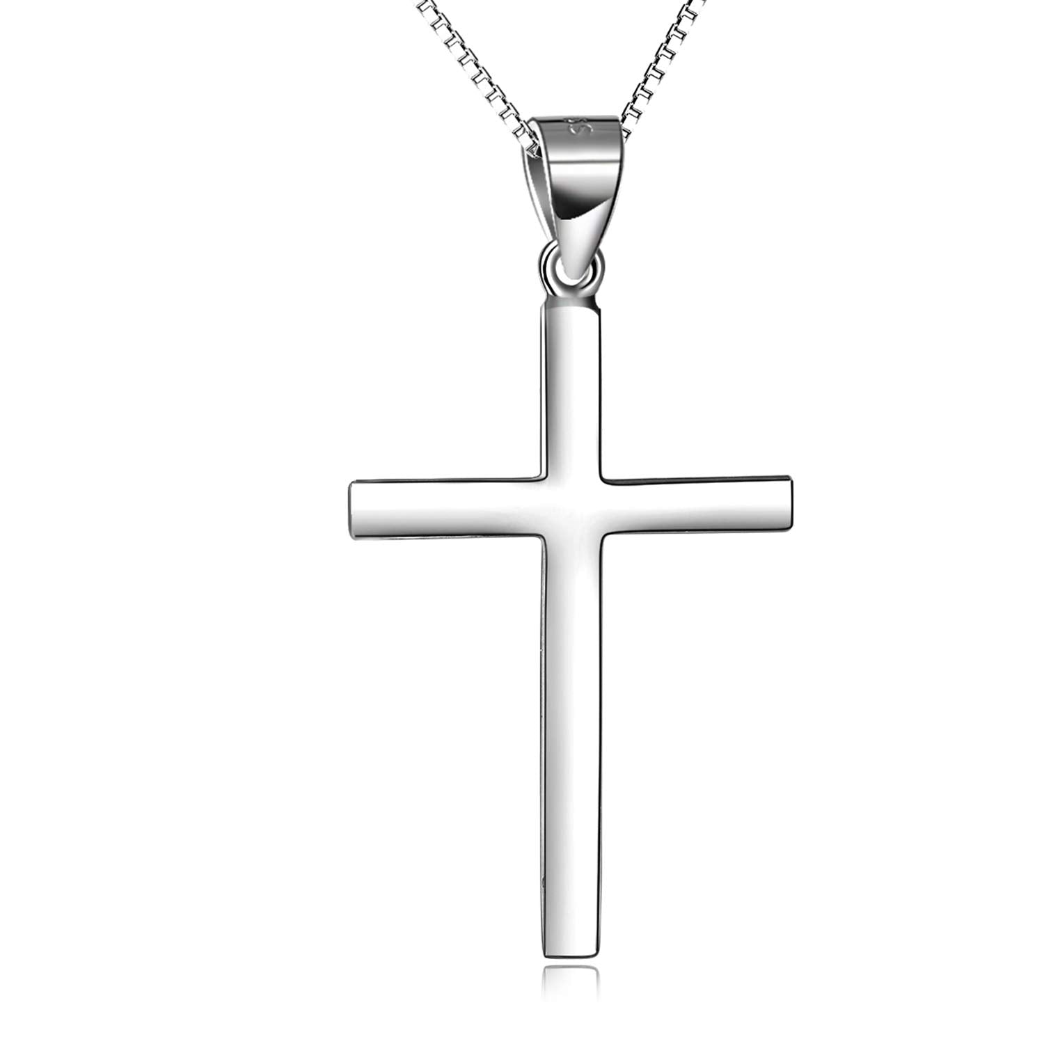 LUHE Cross Necklace Sterling Silver Simple Religious Crucifix Cross Pendant Necklace Jewelry Christmas Gifts for Women