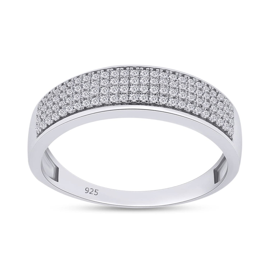 1/3 Carat (ctw) Round Cut Lab Grown Diamond Mens Wedding Band Ring In 14K White Gold Plated 925 Sterling Silver Jewelry (0.33 Cttw) Ring Size-7.5