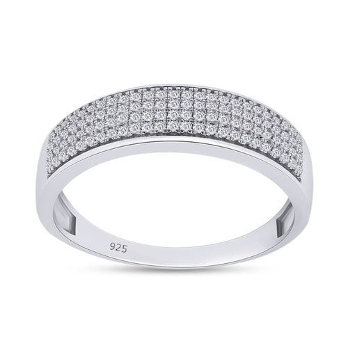 1/3 Carat (ctw) Round Cut Lab Grown Diamond Mens Wedding Band Ring In 14K White Gold Plated 925 Sterling Silver Jewelry (0.33 Cttw) Ring Size-7.5