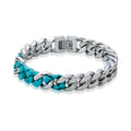 PHNIBIRD Mens Turquoise Bracelet with Cuban Link Bracelet for Men Stainless Steel Unique Miami Cuban Chain for Party