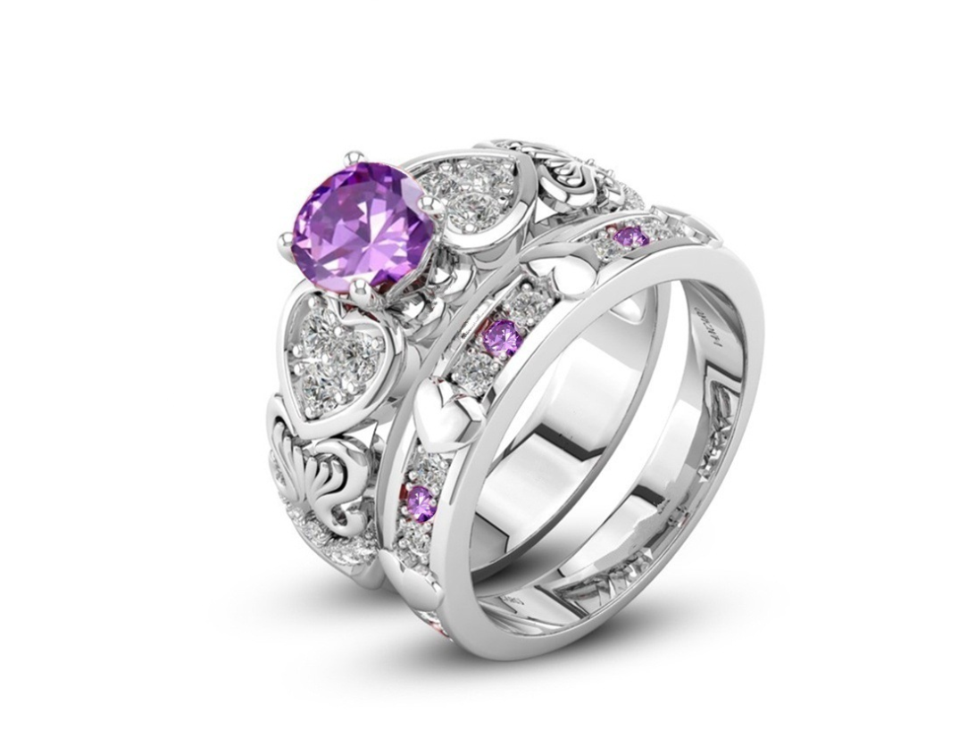 Heart Platinum Double Layer Stacking Ring