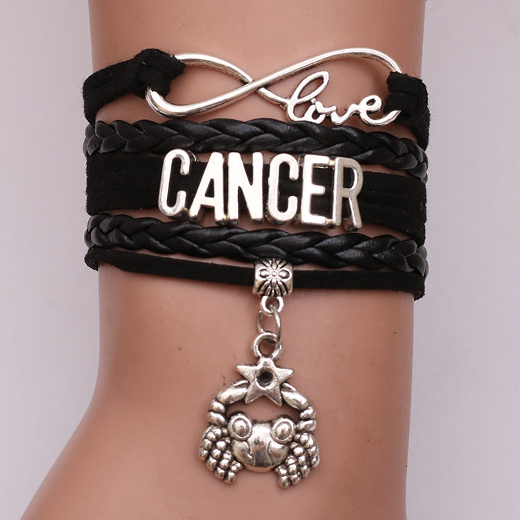 12 Zodiac Woven Leather Bracelet Set | Astrology Collection
