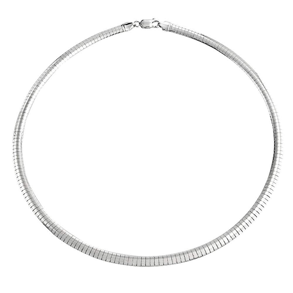 Verona Jewelers Sterling Silver Italian Flat Omega Chain Necklace- 2MM 3MM Cubetto Chain 16 18 20 (18 2MM)