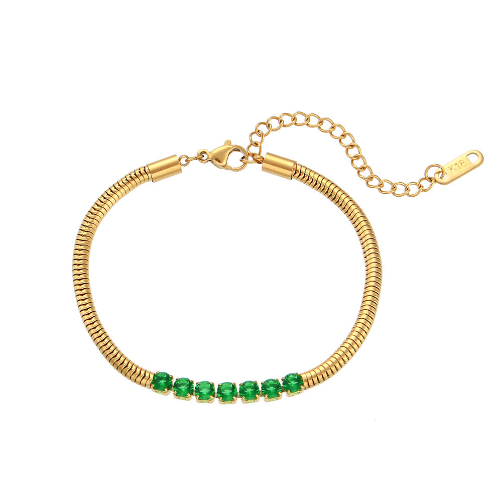Thick Snake Chain Bracelet with Stainless Steel Beads