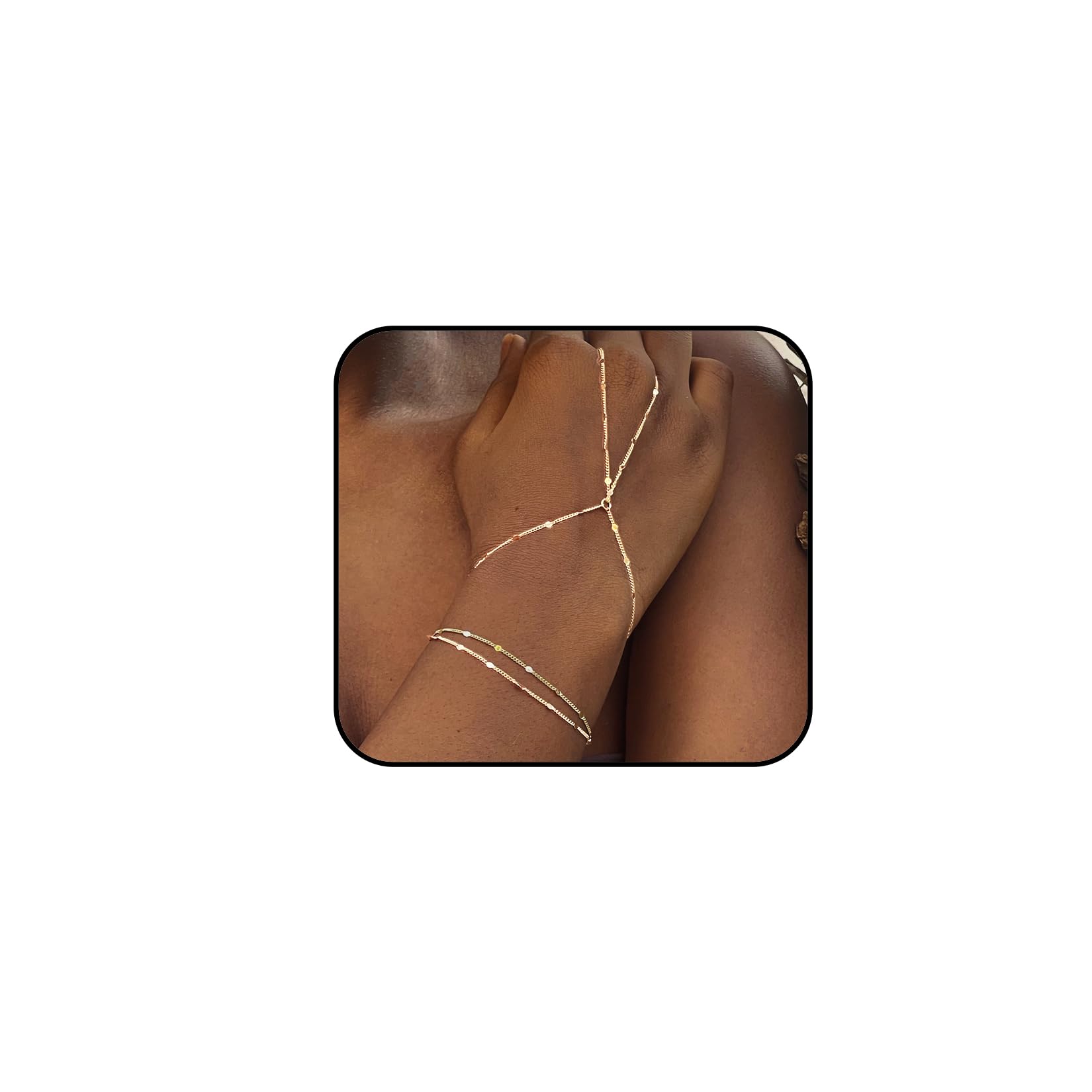 Ring Bracelet Hand Chain Stackable Bracelets for Women 14K gold plated Hand Chain Bracelet for Women Dainty Gold Hand Chain Bracelet for Women 6-8 Inch length