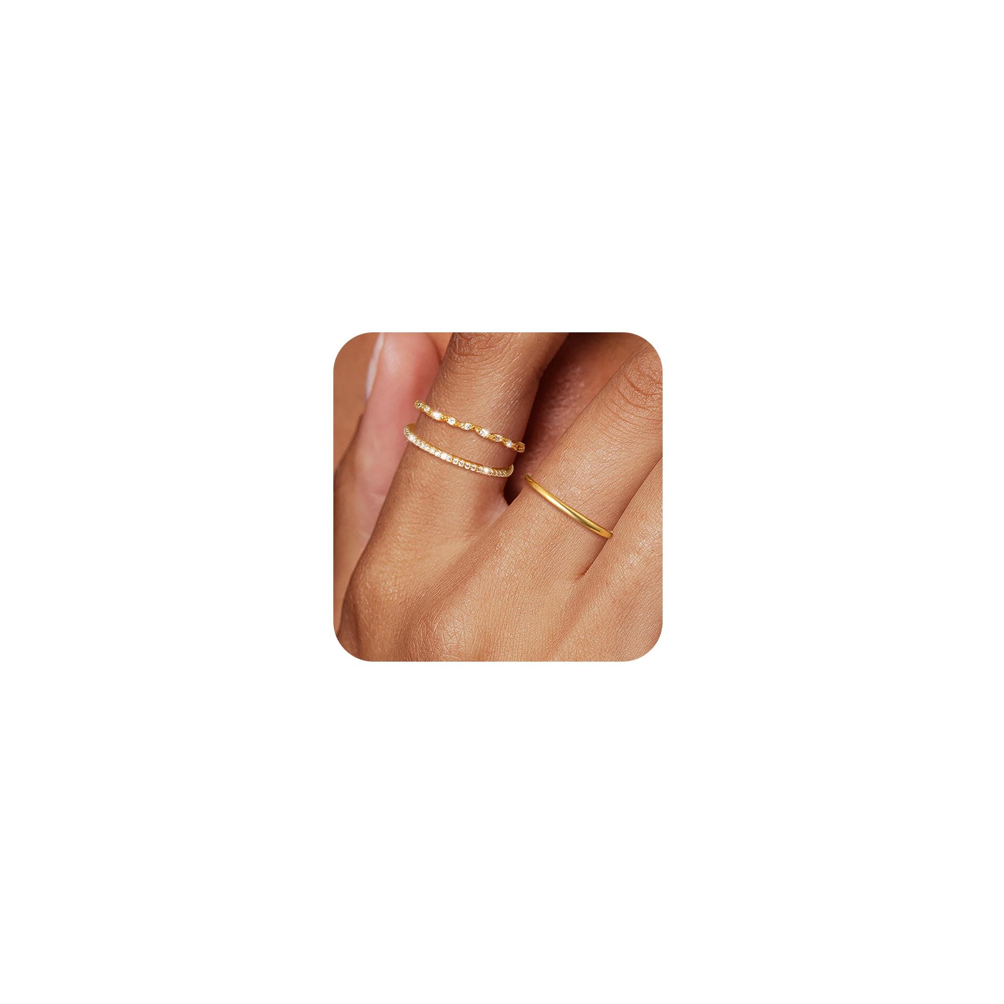 3-Piece Stackable CZ Ring Set | 14K Gold Non-Tarnish